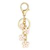 Initial Keychain White/Pink Flower Charms for Key Cute Letter Keyring for Handbag Backpack Key Ring Accessories
