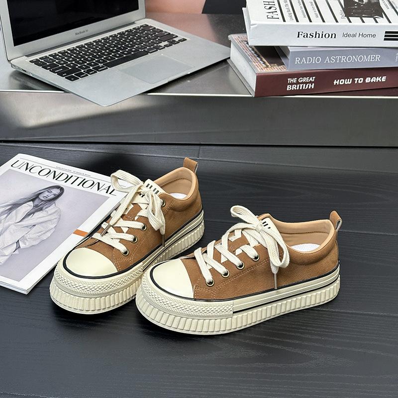 6 cattle suede casual board shoes women's autumn new thick-soled heightening cloth shoes versatile casual women's shoes