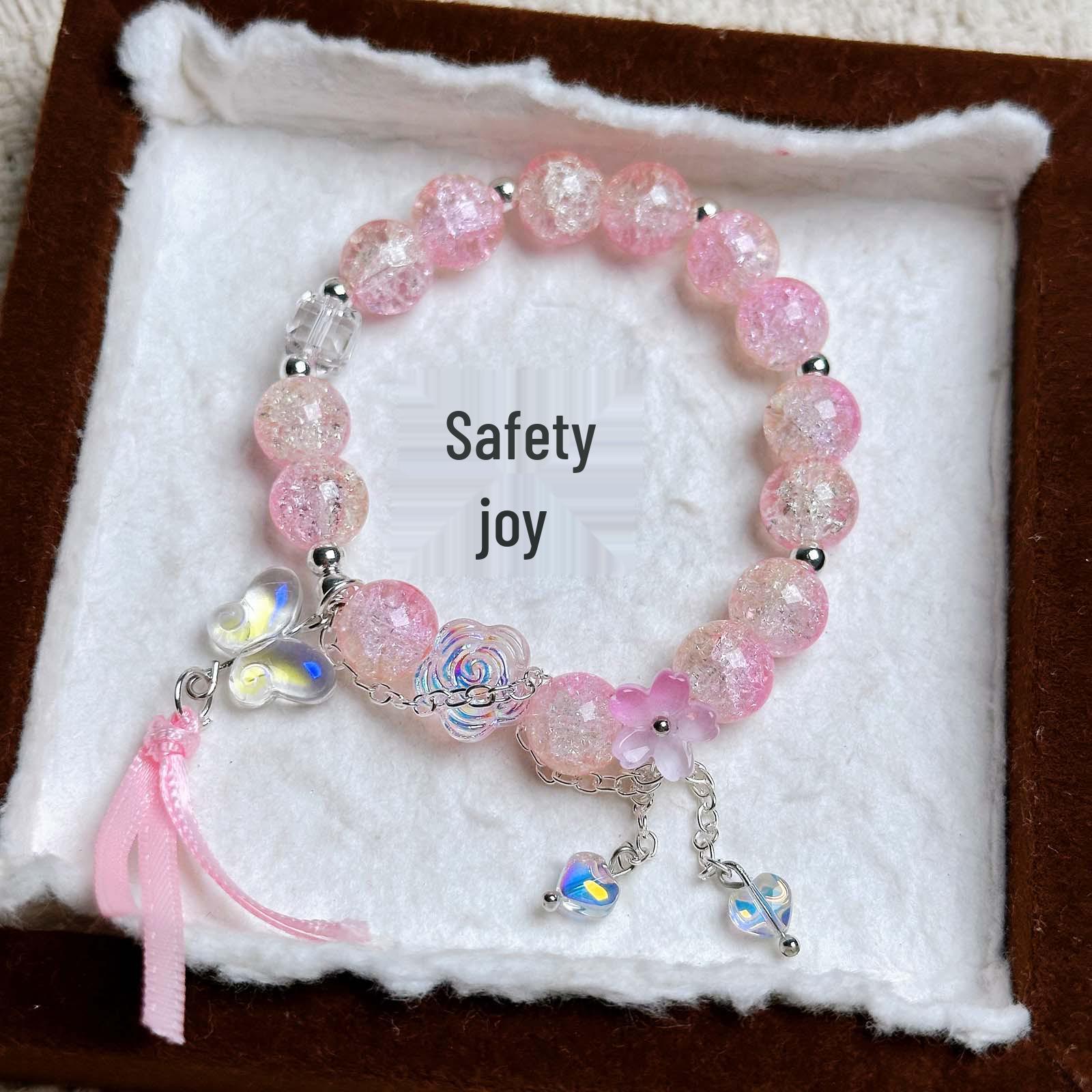 

Blooming Super Fairy Butterfly Heart Bracelet - Sweet, Versatile Glass Bead for Best Friends & Students
