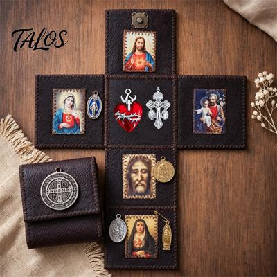 Pārnēsājams garīgais svētnīcas katoļu altāris, Roku darba kabatas lūgšanu svētnīca, Mākslīgās ādas reliģiskās ticības simbols, Salokāma dievbijīga dāvana kristietim