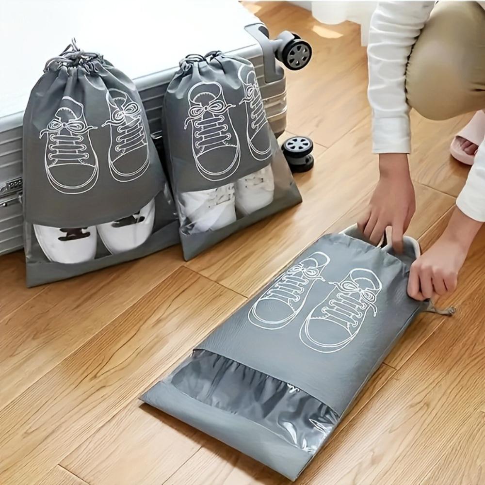 10pcs shoe storage bag - Non woven dust-proof travel shoe box, transparent design with drawstring closure United States