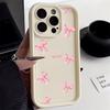 Pink Bow Knot Silicone Phone Case For iPhone 15 14 13 12 11 16 Pro Max 7 8 Plus X XS XR SE 2020 Shockproof Candy Soft Cover
