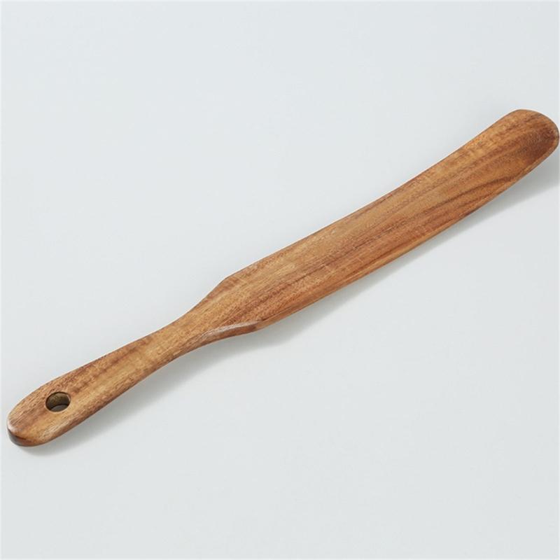 2 Piece Skinny Spurtle for Sourdough Starter, Mixing, Reaching Bottom of Jar, Dough Whisk, Wooden Spatula Kitchen Tool