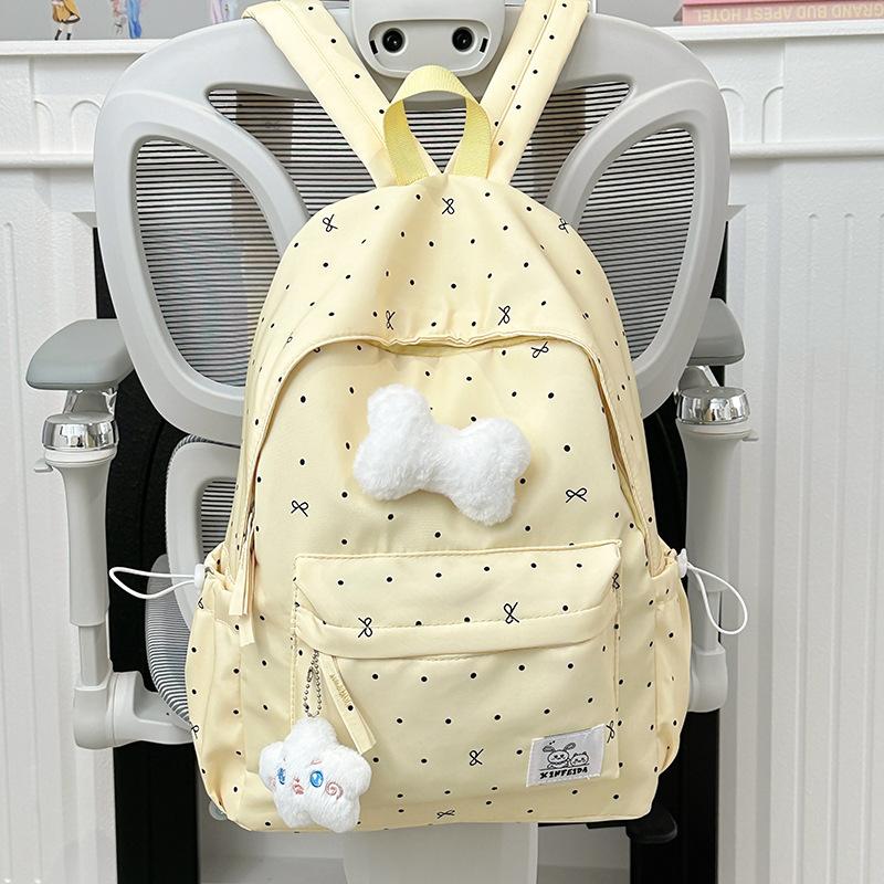 Schoolbag Schoolbag Junior High School Girls Girl Heart Atmosphere Polka Dot Bow Versatile High Value Female Student Backpack High School