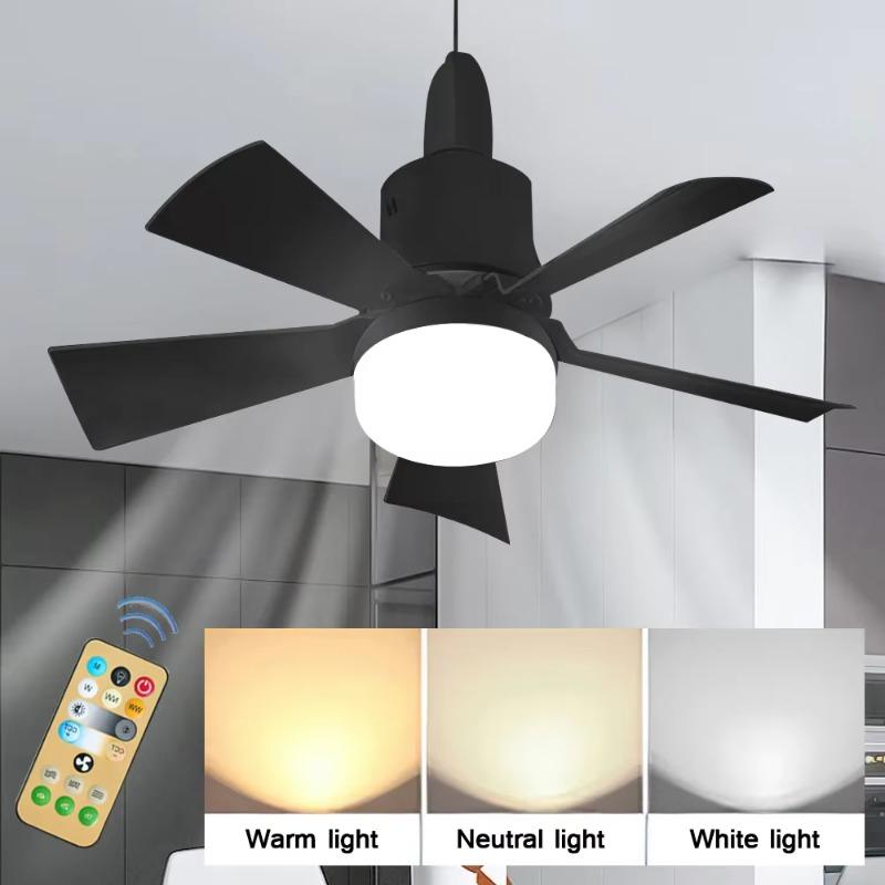 5-blade/6-blade Remote Control Ceiling Fan with LED Light Silent Electric Timing Mini 3-speed for Living Room Dining Room Lamp