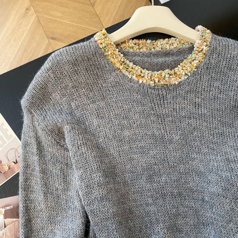 Wool Sweater Women's Autumn and Winter New Retro Lazy Wind Soft Waxy Knitted Sweater