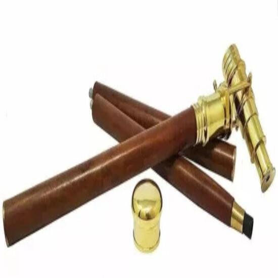 

Винтажная латунная головка телескопа ручка викторианский стиль деревянная трость M аэро