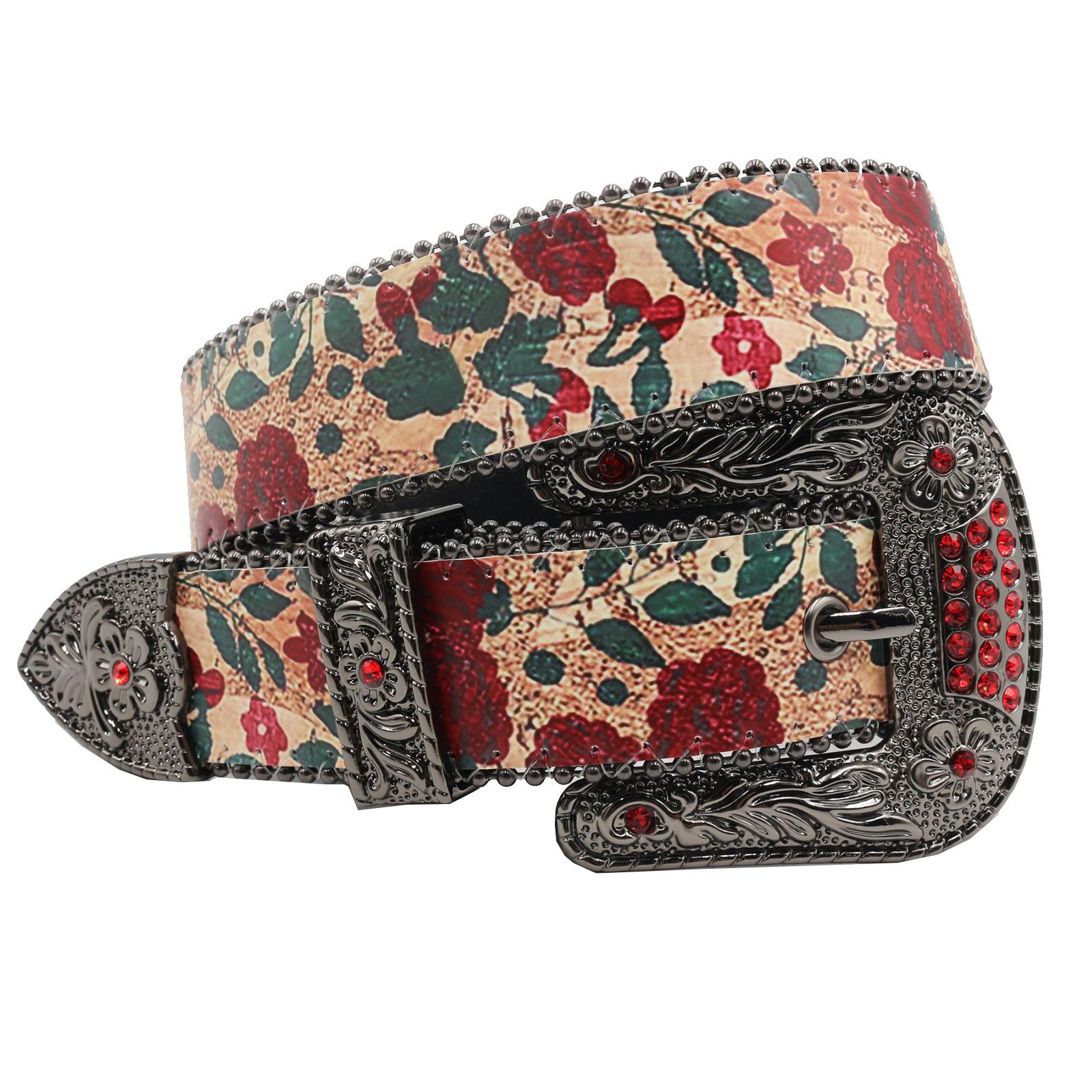 

Оригинальный дизайн, напечатанный розовыми стразами ремень Y2K, европейский и американский популярный универсальный ремень из искусственной кожи 125cm красный