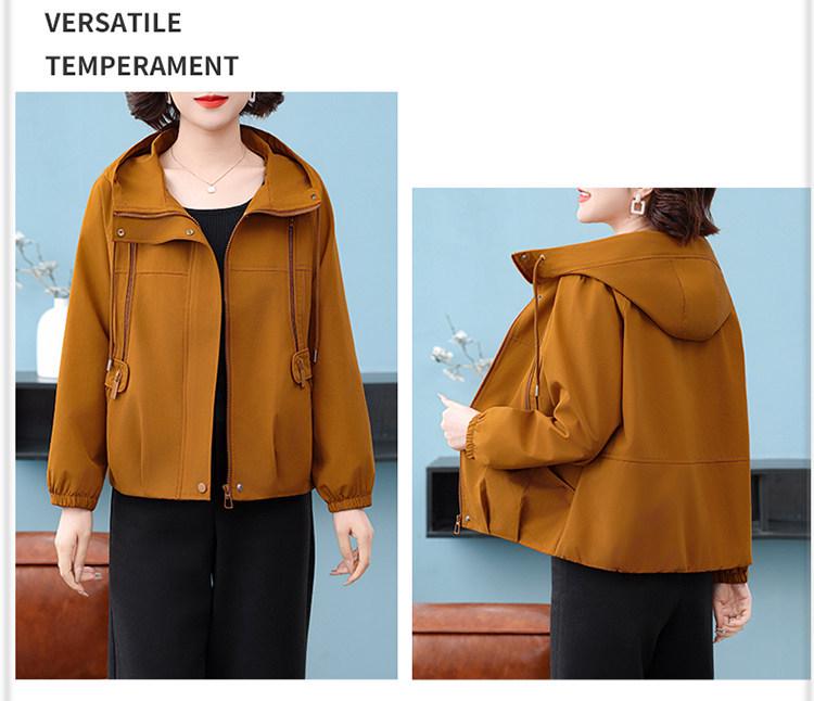 Spring & Autumn Hooded Windbreaker for Middle-Aged and Elderly Women - Plus Size Jacket, Perfect Mother’s Day Gift