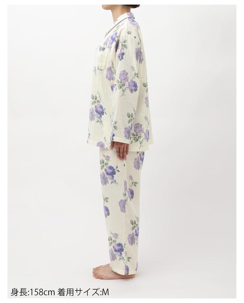 Long Sleeves and Cotton Double EP5073 CR L Wing/Wacoal Pajamas, Pants, 100% (Body), Gauze,