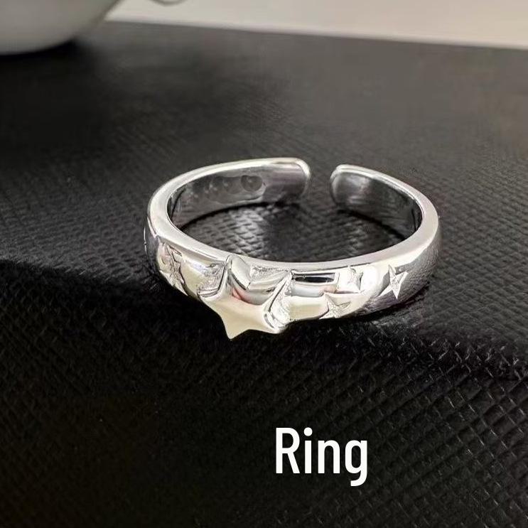 

Женское кольцо с пятиконечной звездой — легкая роскошь, высококачественный корейский дизайн, серебряный ободок на указательный палец, идеально подходит для студентов.