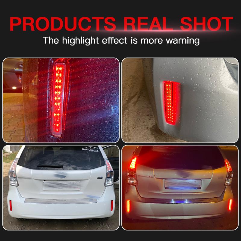 2PCS LED Rear Bumper Brake Lights For Toyota Prius V 2012-2017 Scion tC 2014-2016 NOAH/VOXY 80 Prius 40 Esquire Spade Red Bulbs