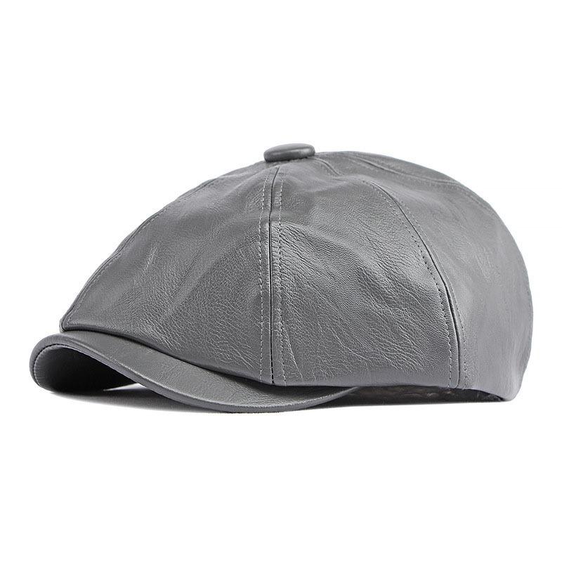 Menns Peaky Blinders Hat Dame Retro PU Leather Flat Cap Beret Newsboy Cap