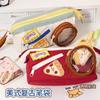 Small Food Pain Bag Cute Velcro Pencil Case Large Capacity High Value Stationery Box Girls Primary and Secondary School Students Pencil Bag