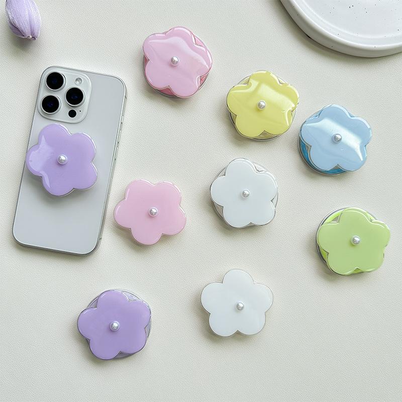Pearl Flower Magnetic Mobile Phone Airbag Bracket Paste Creative Ring Simple Desktop Telescopic Support Frame Folding