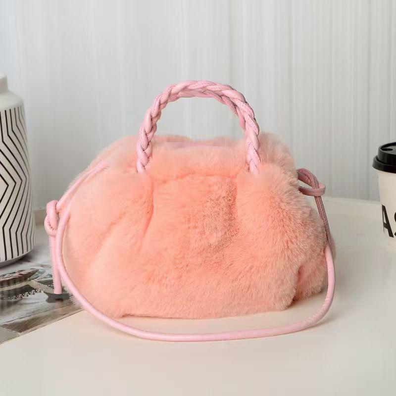 Женская плиссированная сумка Cloud Furry Crossbody - симпатичная французская зимняя сумка Niche Korean розовый