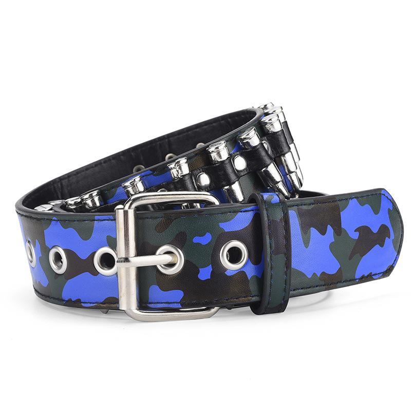 Rivet Belt Men'S Bullet Belt Punk Rock Style Camouflage Pants Belt Men'S And Women'S Personality Belt