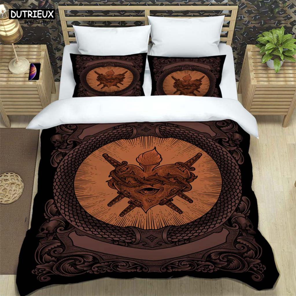 Medieval Dark Retro Digital Print Polyester Bedding Sets Boys Bed Linen Set For Teens, Queen Bedding set Bed Comforter Set