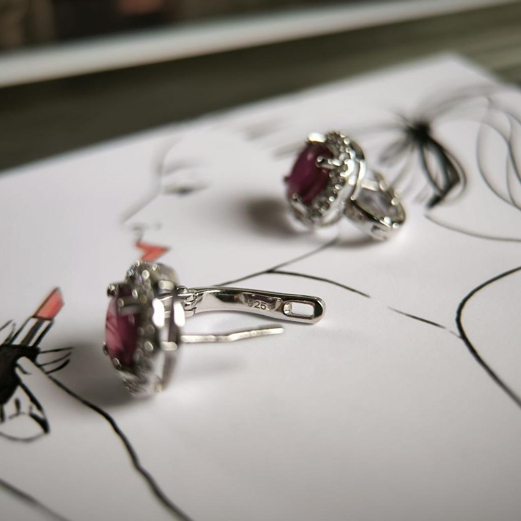Серебряные серьги с натуральным рубином 6.574ct (2188032)