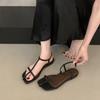 Französische Sandalen mit flacher Sohle und dünnen Riemchen, Damenschuhe 2025 neu, Sommer, koreanische Version, vielseitig, minimalistisch, Strandschuhe, Römerschuhe