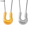 Women's Black Horseshoe Leather Cord Pendant Necklace - Titanium Steel, Fashionable & Versatile