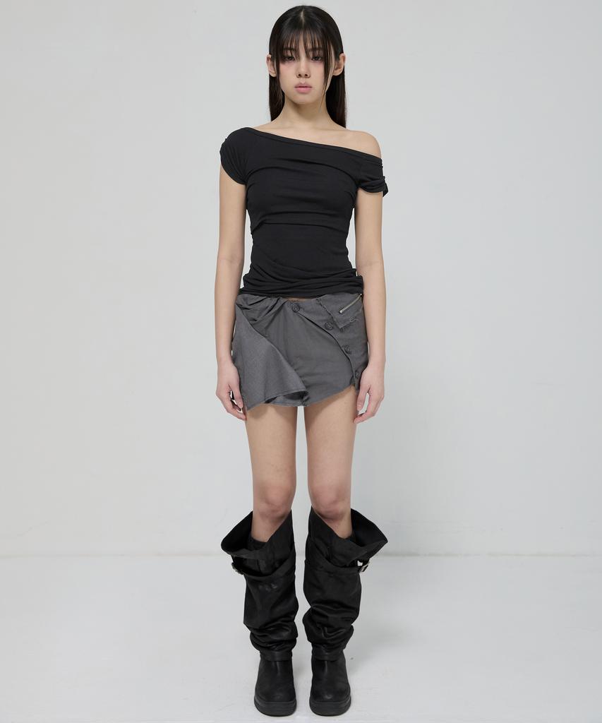 Peulleeoeob Draped Top (Fl-130_Black)