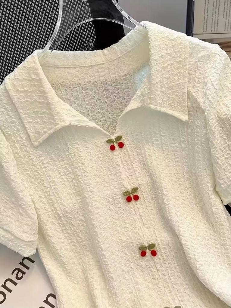 Plus Size European & American Floral Patchwork Lapel Summer Casual Shirt