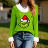Women's T Shirt Tee Christmas Shirt Long Sleeve Party Christmas Fleece Collar V Neck  Top
