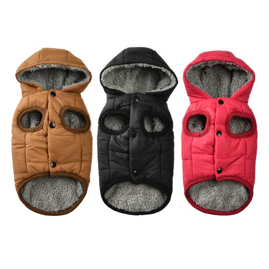 Hunder Termisk Hettegenser Fleeceforet Hundejakke med Hette Knappelukking Varm Valpe Vinterfrakk for Små Mellomstore Hunder