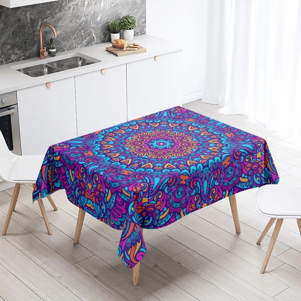 Waterproof Rectangle Tablecloth Geometric Mandala Floral  Wedding Party Decoration Restaurant Table Home Decor