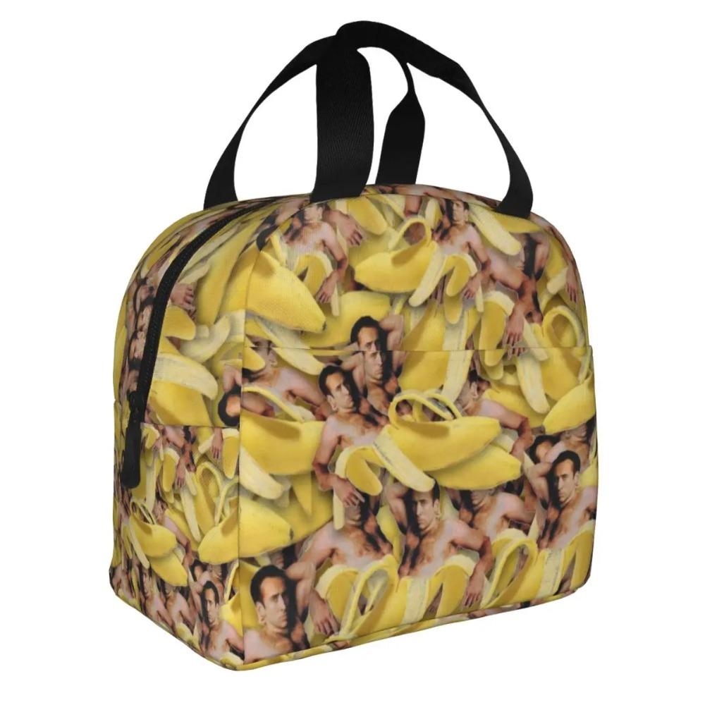Custom Nicolas Cage Banana Resuable Lunch Box Women Leakproof Thermal Cooler Food Insulated Lunch Bag Kids School Children