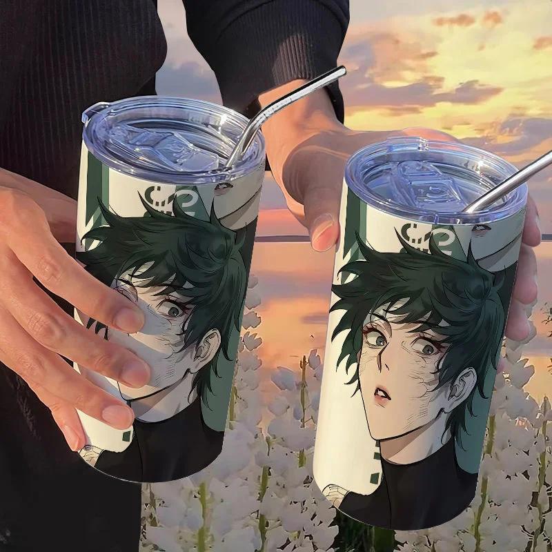 Jujutsu Kaisen Yuji Hrneček 500 ml Satoru Gojo Nerezová Ocel Cestovní Termohrnek Izolované Brčko Hrneček na Kávu Dárek Pro Děti