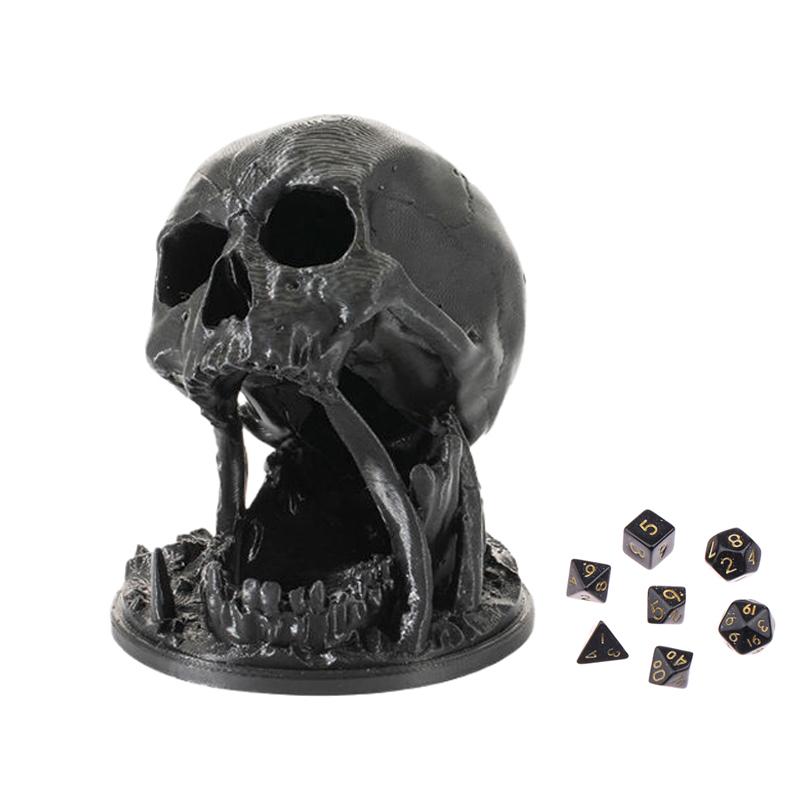 

Башня для кубиков Череп 3D-печать DND Башня для бросания кубиков Случайный набор из 7 кубиков D20 в комплекте Башня для бросания кубиков для настольной ролевой игры