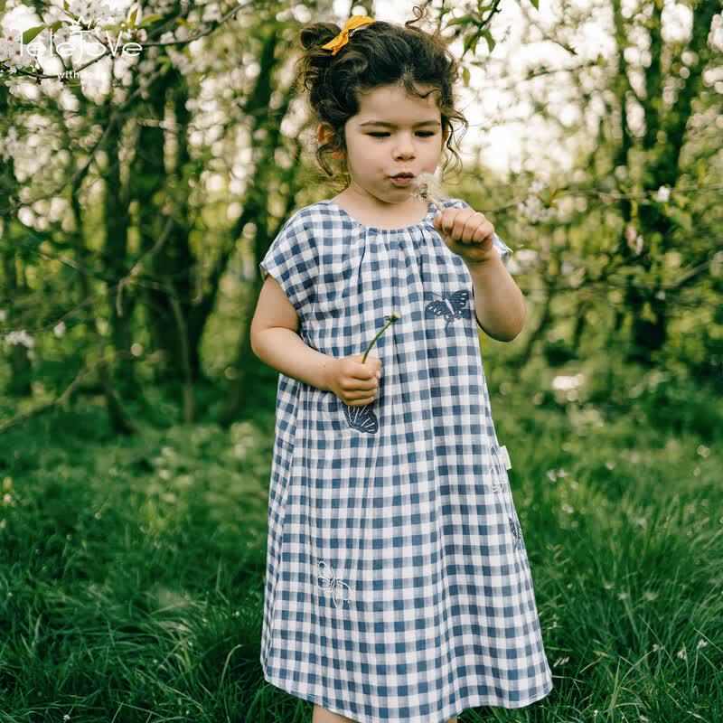 LELE JOVE Girls' Nordic Plaid Vest Dress