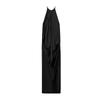 Summer Women's Pleated Decorative Viscose Blended Hanging Collar Silk Satin Texture Sleeveless Dress 3068965