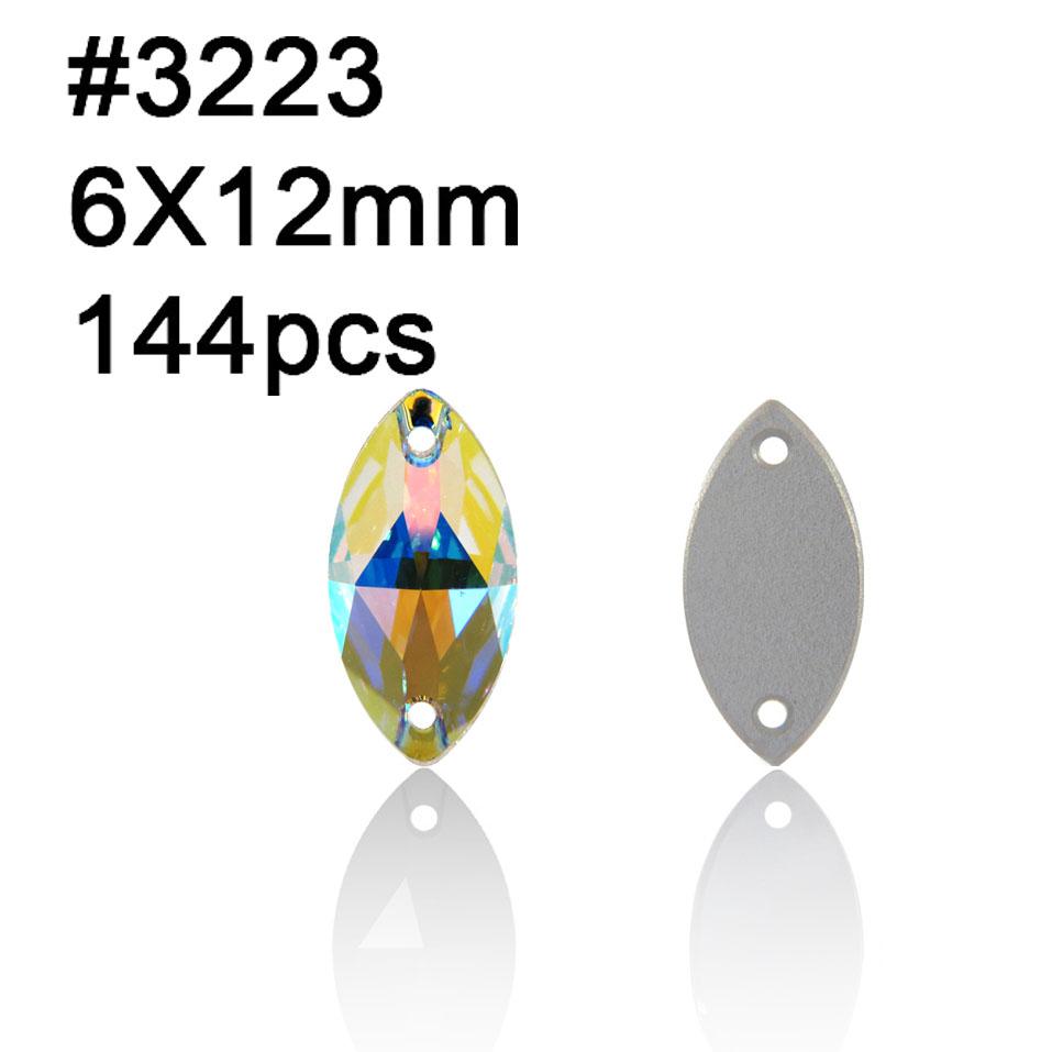 Yanruo AB Color Sew on Glass Crystal Sewing  Rhinestone Crystal Flat Back Rhinestone for Dresses