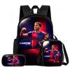 Learn, Travel Football Star School Bag L-Lamin Yamal 3 Pcs Set with Front Pocket Backpack Lunch Bag, Pencil Case, Sport Rucksack