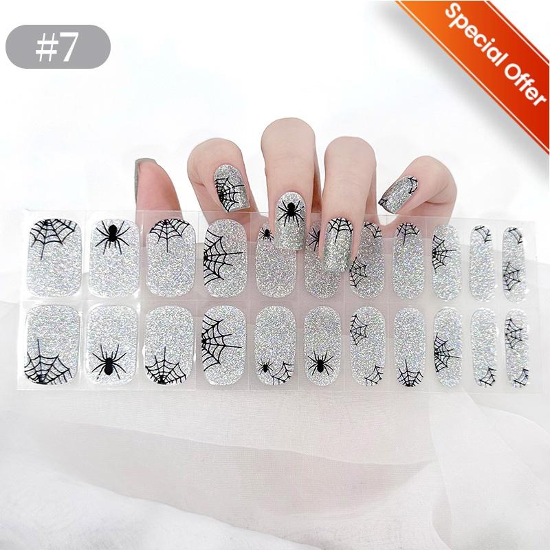 20Tips Gradient French Semi-cured Gel Nail Sticker UV Lamp Needed Full Cover Nail Gel Polish Wraps Manicure Press On Nails Decal
