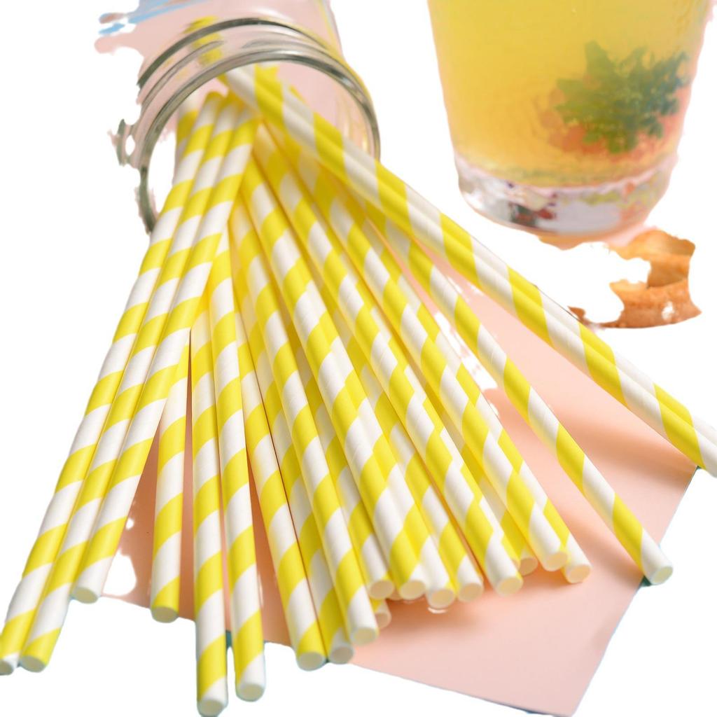 25 Colorful Striped Paper Straws - Disposable, Creative, Decorative for Desserts & Beverages