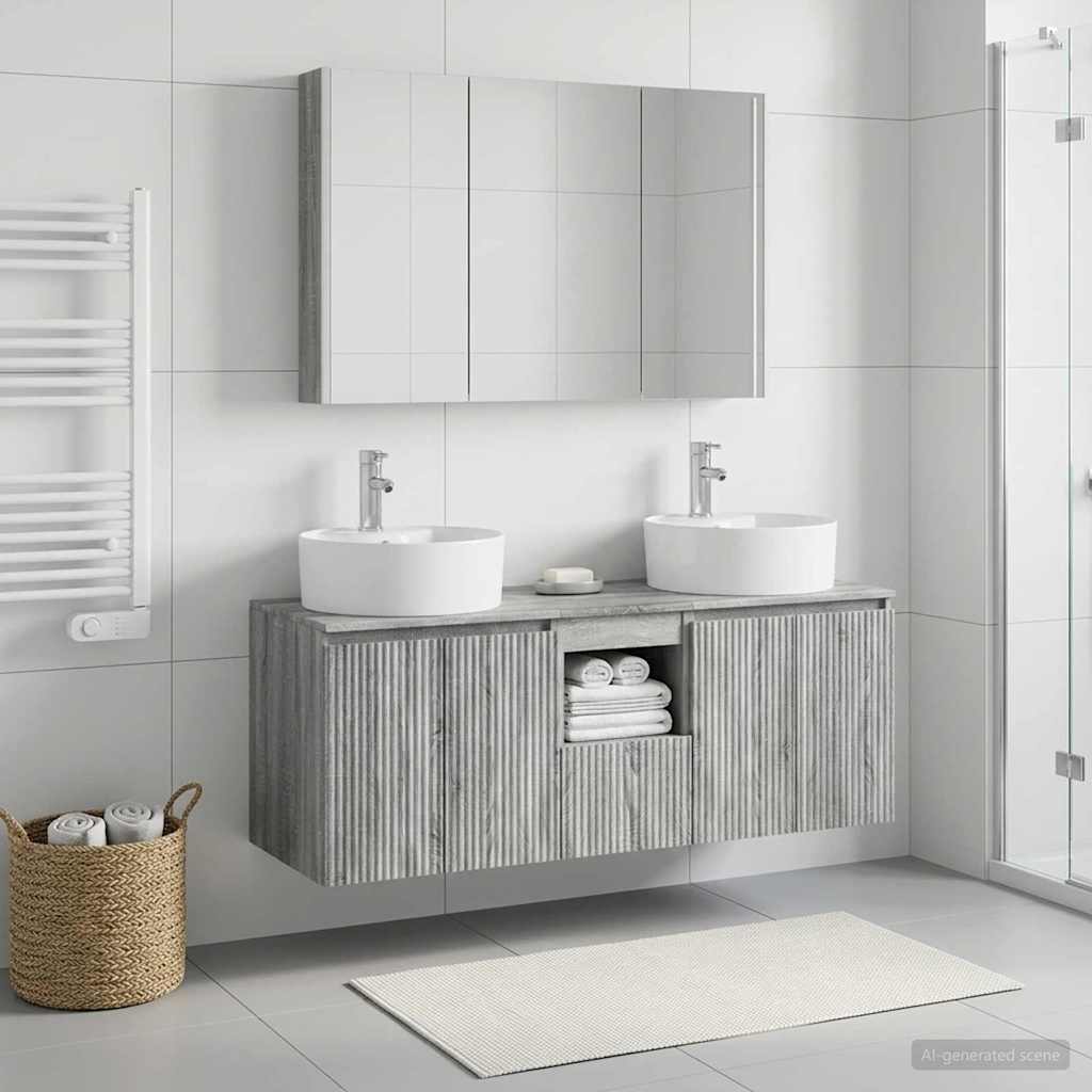 Bathroom Cabinet Set 4 Pcs Grey Sonoma Particleboard