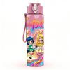 1PC Kpop Pastel Girls Cartoon Pattern 750ml Color Plastic Sports Water Bottle Leakproof Flip Straw Lid Suitable for Sports Office Home Use