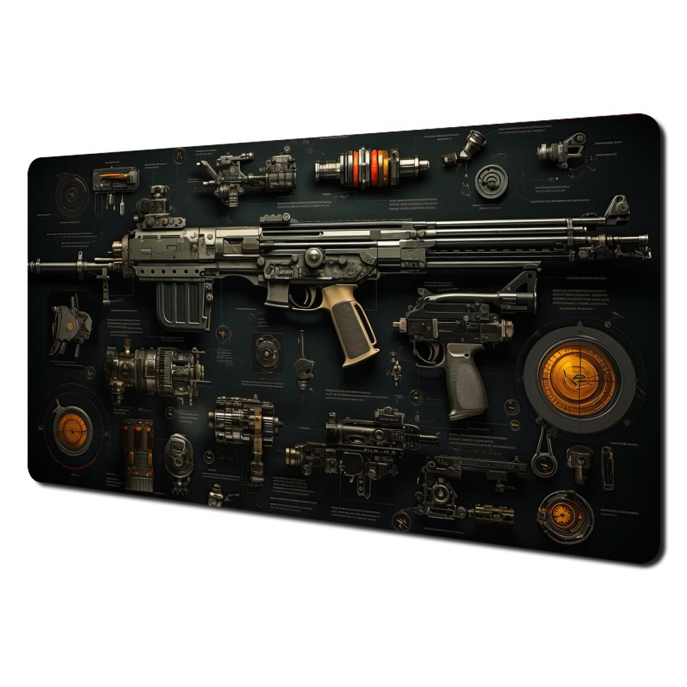 Tappetino per Mouse Grande Tappetino da Scrivania Tema Fucile Tattico Bordo Cucito Antiscivolo Durevole Accessori PC Parti di Armi Tappetini per Tavolo Tappeto per Mouse
