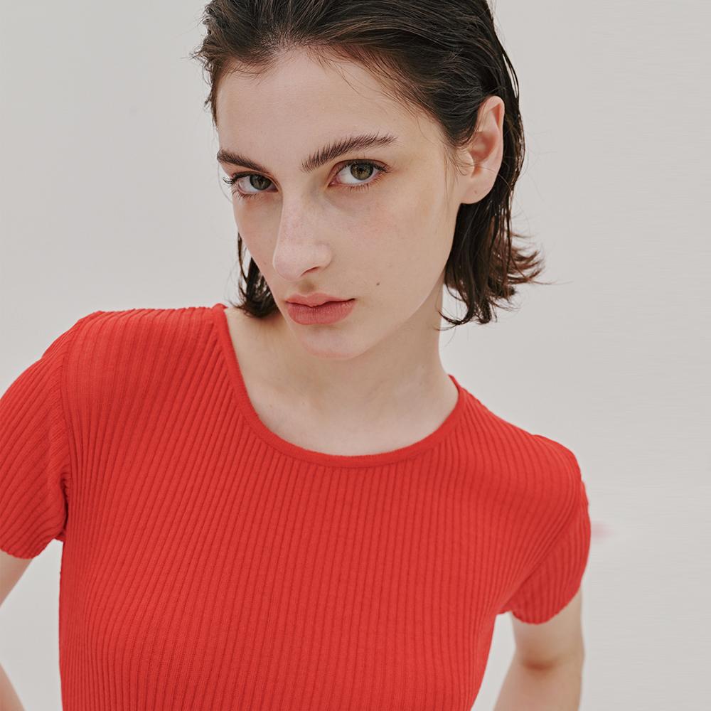 ODER Long Slit Linen Pullover - Red