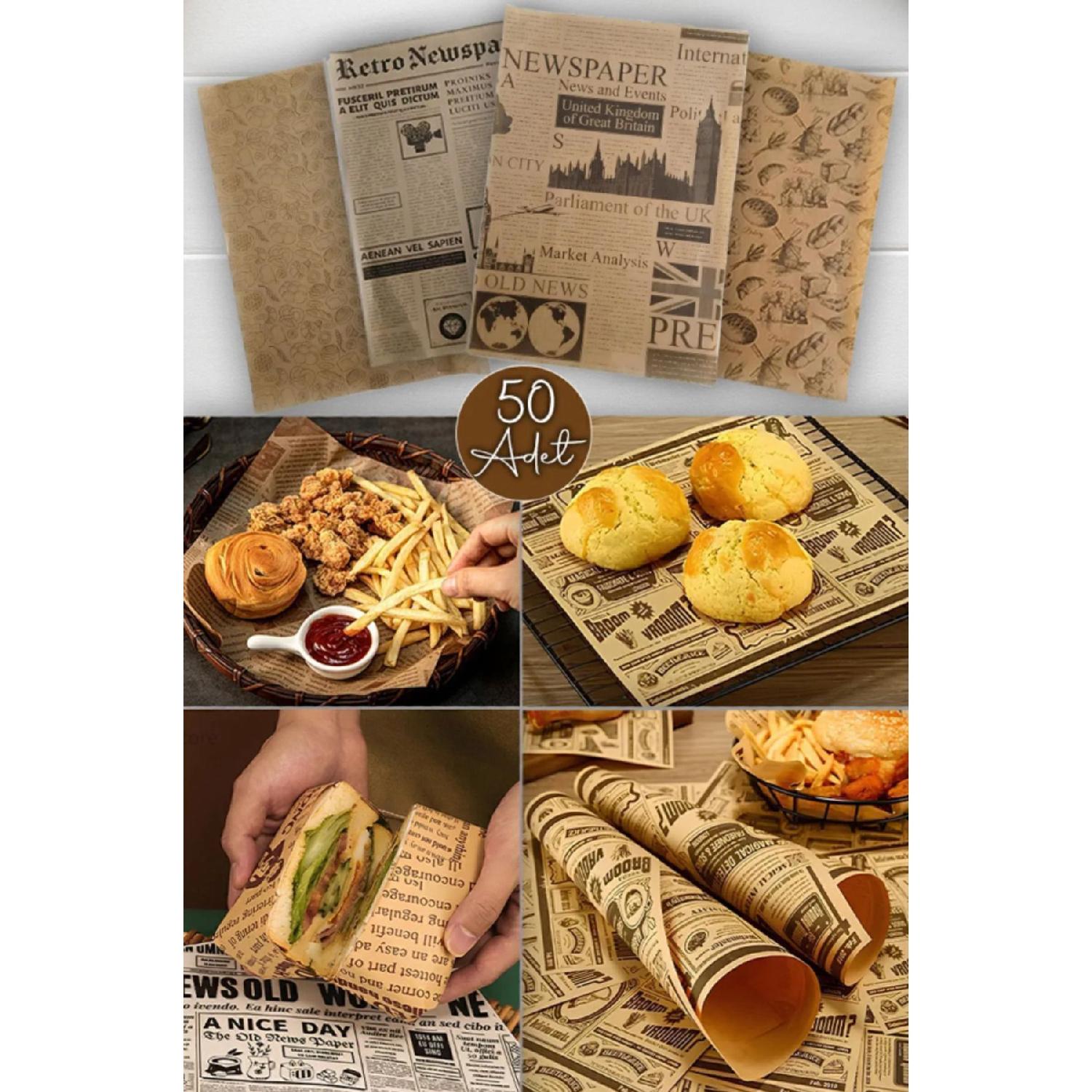 

Self Patterned Oil Paper | 50 Pieces Vintage Newspaper Pattern Presentation Paper