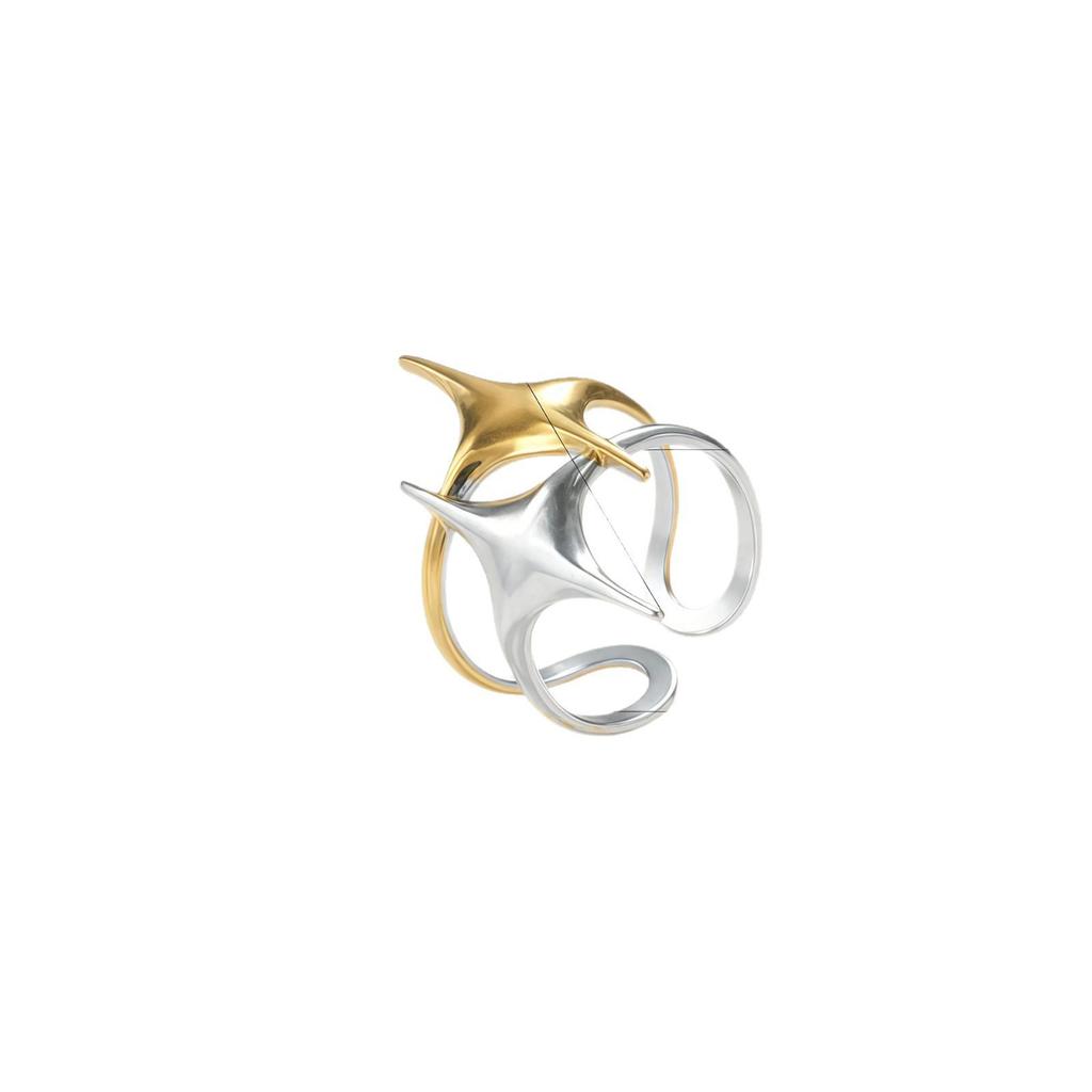 Regulowany pierścionek ze stali nierdzewnej w stylu Color-Block: Stylowy, Odporny na blaknięcie, Niszowy design dla kobiet