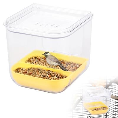 Mangeoire pour Cage à Oiseaux Transparente Contenant pour Graines d'Oiseaux Perroquets avec Plateau Amovible pour Graines et Eau Accessoires de Cage à Oiseaux
