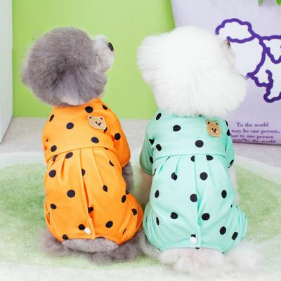 Pet Jumpsuit Round Neck Adorable Comfortable Polka Dot Pet Puppy Dog Four-legged Clothes Daily Wear