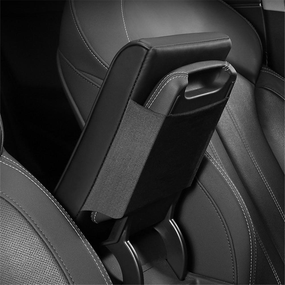 1x Black PU Leather Car Armrest Cushion Cover Memory Foam Center Console Box Pad