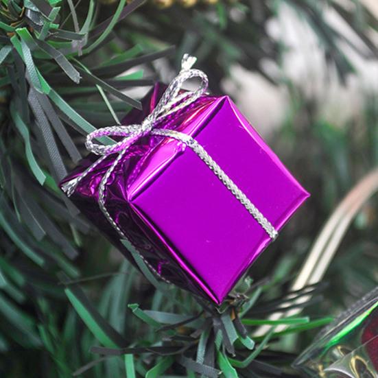 Yousheng 12 Pcs Christmas Shiny Mini Boxes Ornaments Miniature Gift Box Hanging Decorations for Christmas Birthday Wedding Holiday Party Favors