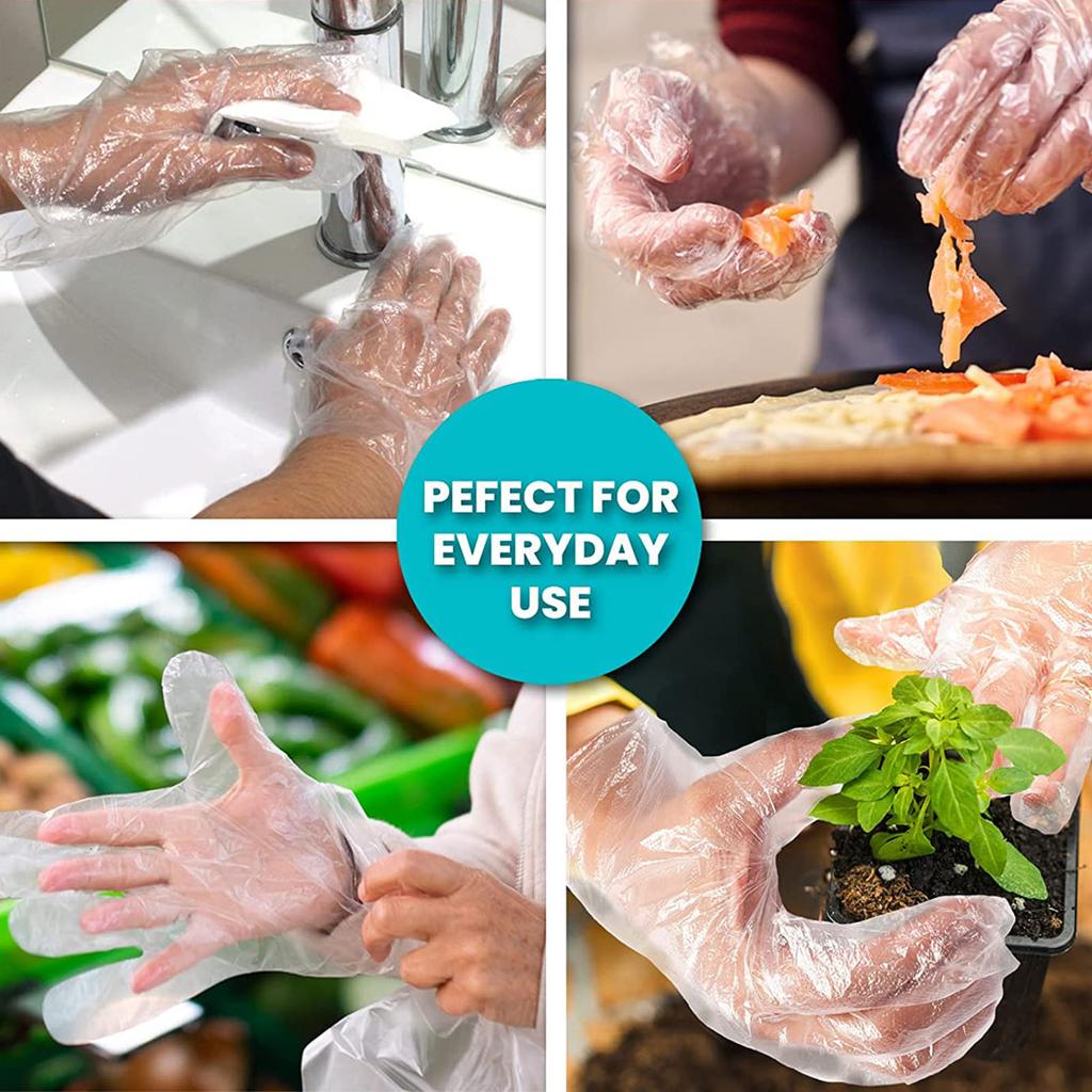100pcs Plastic Disposable Gloves Transparent Food Handling Gloves for Bulk Food Kitchen Cooking
